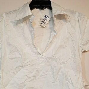 White dressy v neck collar blouse NWT